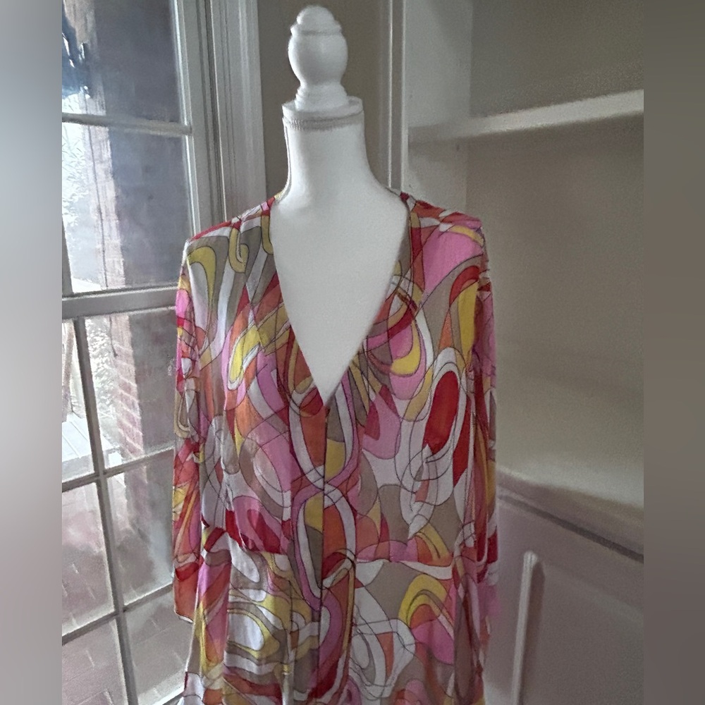 Ashley Stewart Bathingsuit Coverup Swim top Lightweight Plus Curvy Retro Sz 22 - Picture 8 of 13